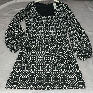 Laundry by Design Graphic Mod Print Mini Dress Size 4 Black & White
